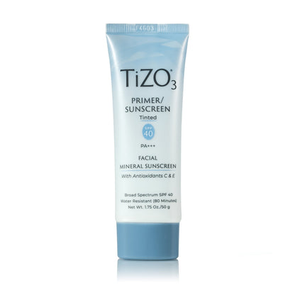 TiZO Facial Primer Bundle – SPF 40 Mineral Sunscreen Primers, Tinted & Non-Tinted Formulas, Broad Spectrum UVA/UVB Protection, Lightweight, Non-Greasy, Makeup-Friendly, 2-Pack
